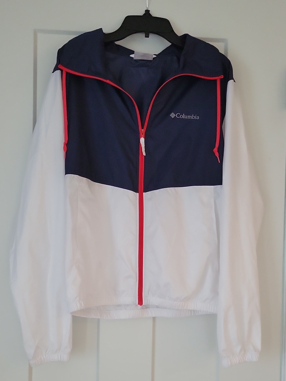 Columbia Navy, White & Red Hooded Windbreaker